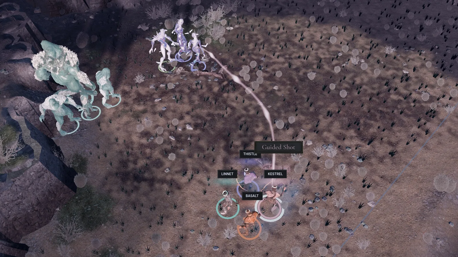 Guided Shot: the Seer's shot curves through the air to Wardens out of the Seer's line of sight