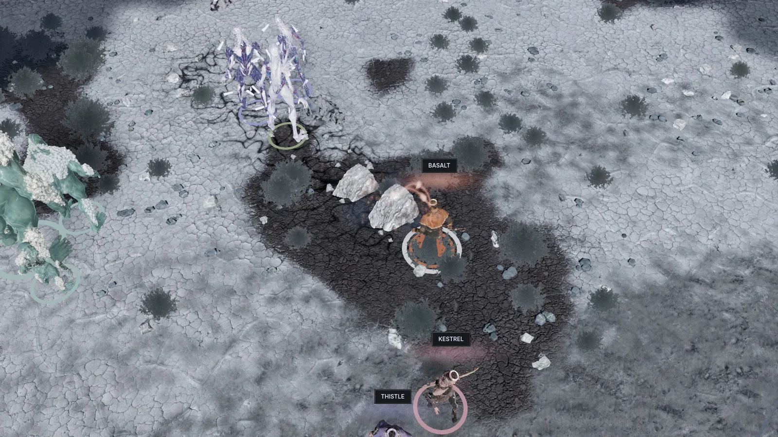 Fault Line: a dark crack splits the salt flat from the Shaper toward the Glass Court Wardens