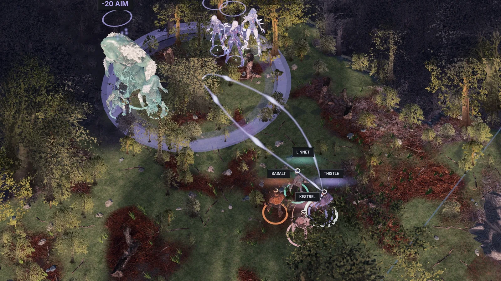 Faltering: a violet ring of doubt around the Bourdon and its pod, with -20 aim