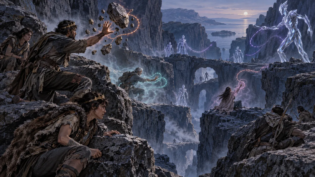 A psychic battle in a canyon