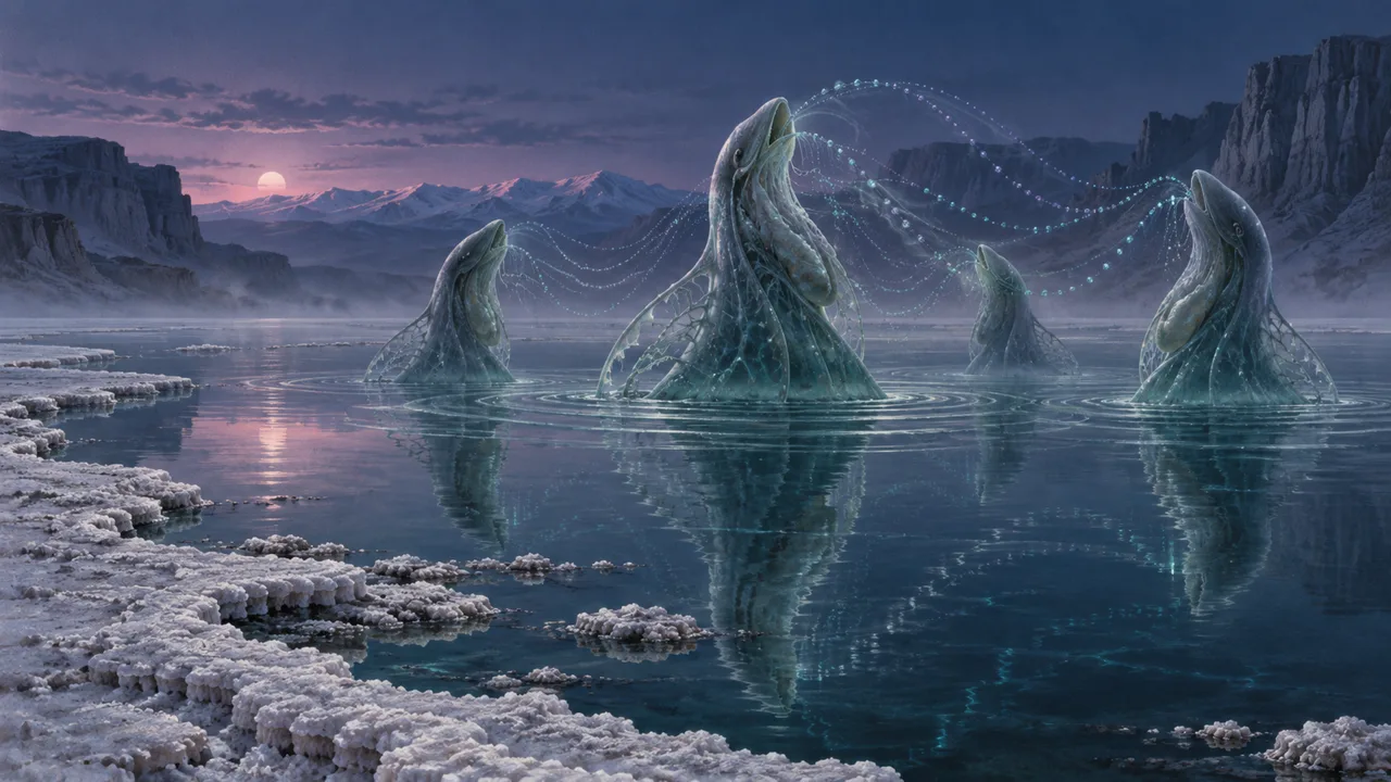 The Brine Choir singing on a brine lake