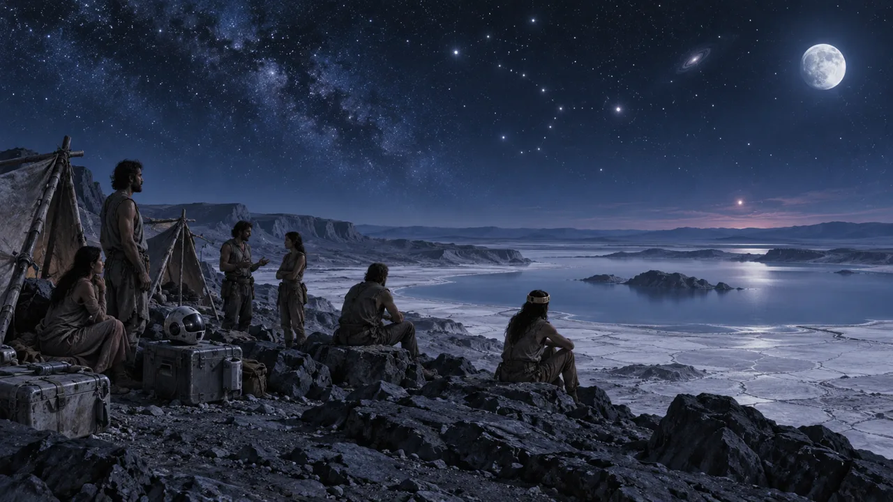 The exiles' camp at night